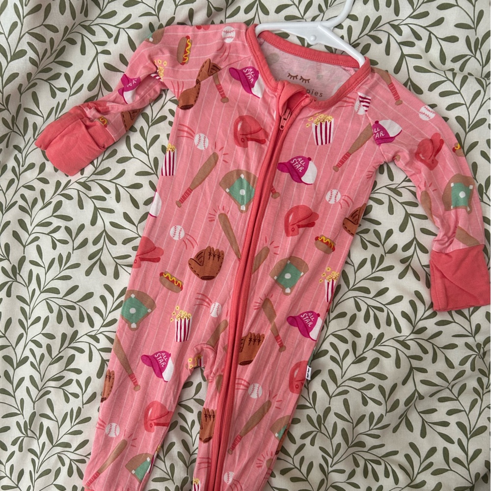 Little Sleepies Pink Baseball Onesie